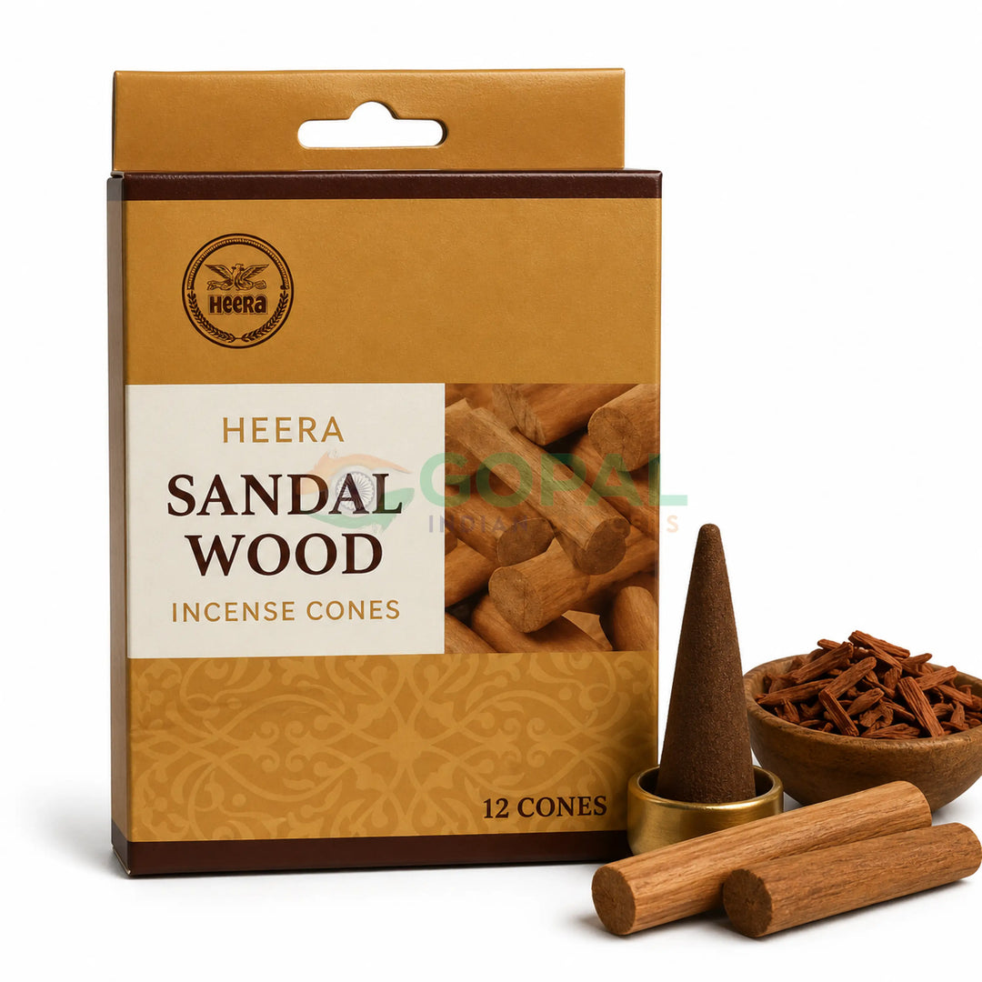 Heera Sandal Wood Incense Cones (12 Cones) - Incense / Dhoop