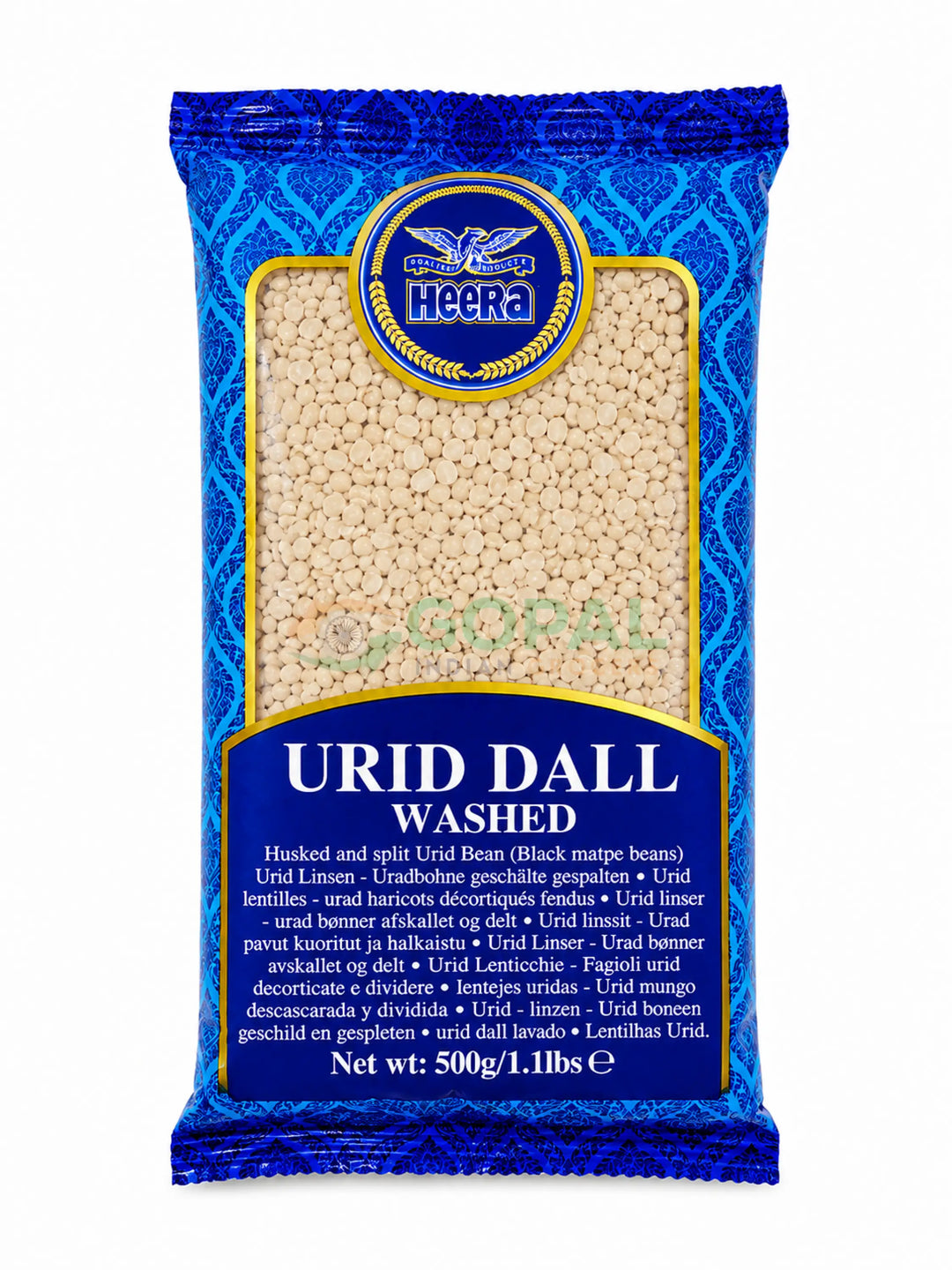 Heera Urid Dal Washed 500g - Lentils (Split Dal)