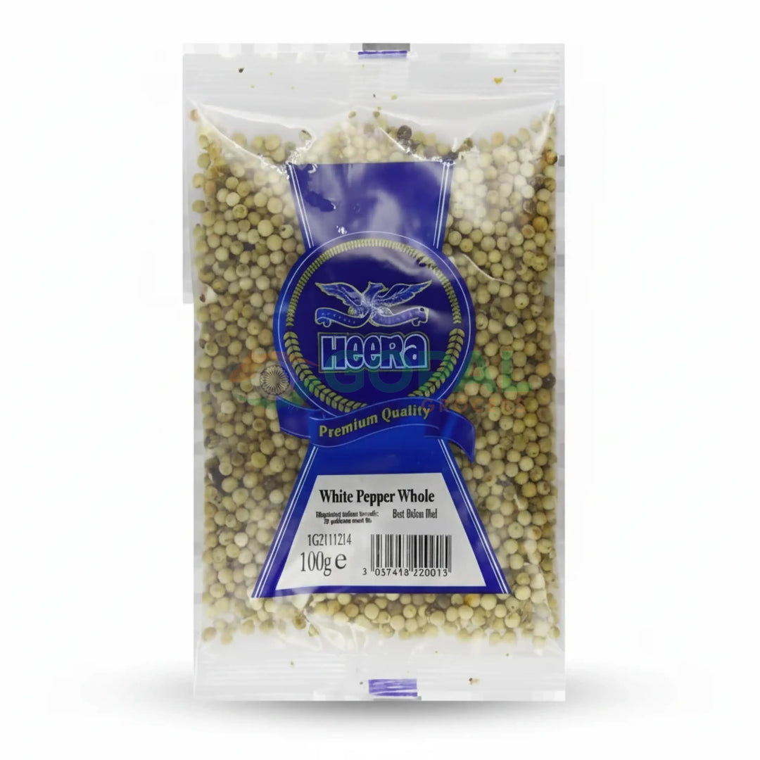 Heera White Pepper Whole 100g - Whole Spices