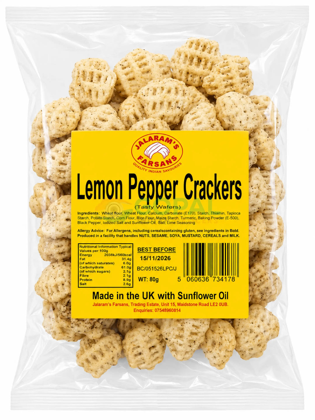 Jalaram Lemon Pepper Crackers 80g - Far Far Snacks