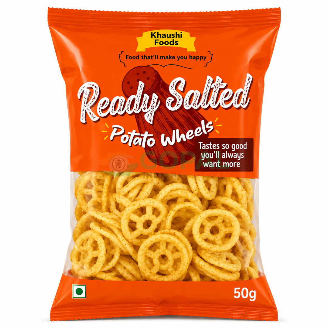 Khushi Ready Salted Potato Wheels 50g - Farali Snacks
