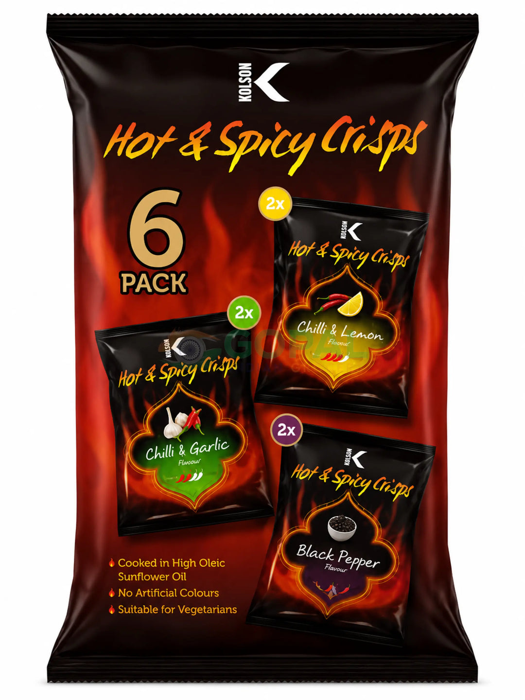 Kolak Hot & Spicy Crisps 6-Pack - Crisps & Kurkure