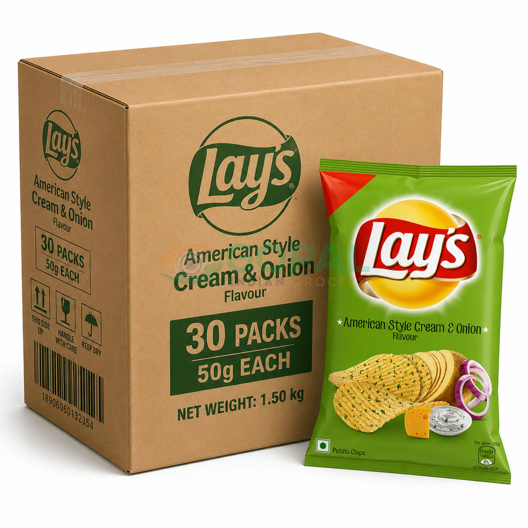 Lay’s American Style Cream & Onion 50g (Box Of 30) - Crisps & Kurkure