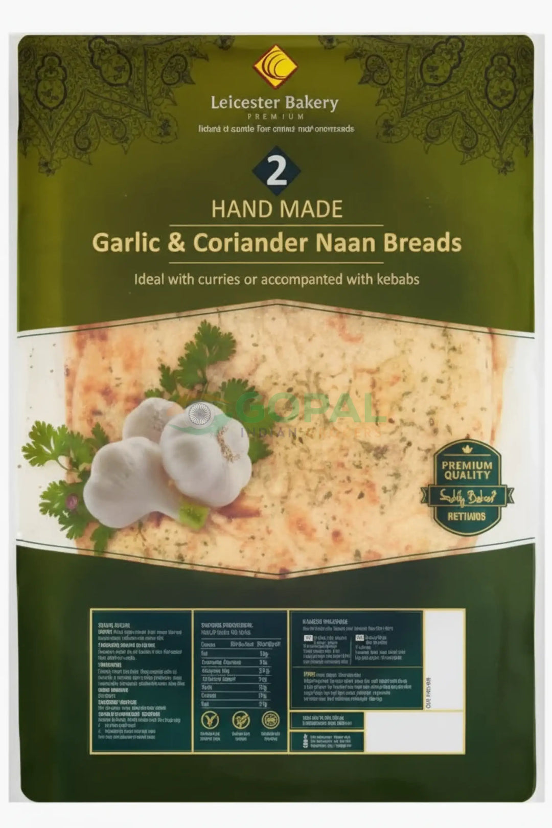 Leicester Naan Garlic & Coriander 2Pcs - Naan Breads