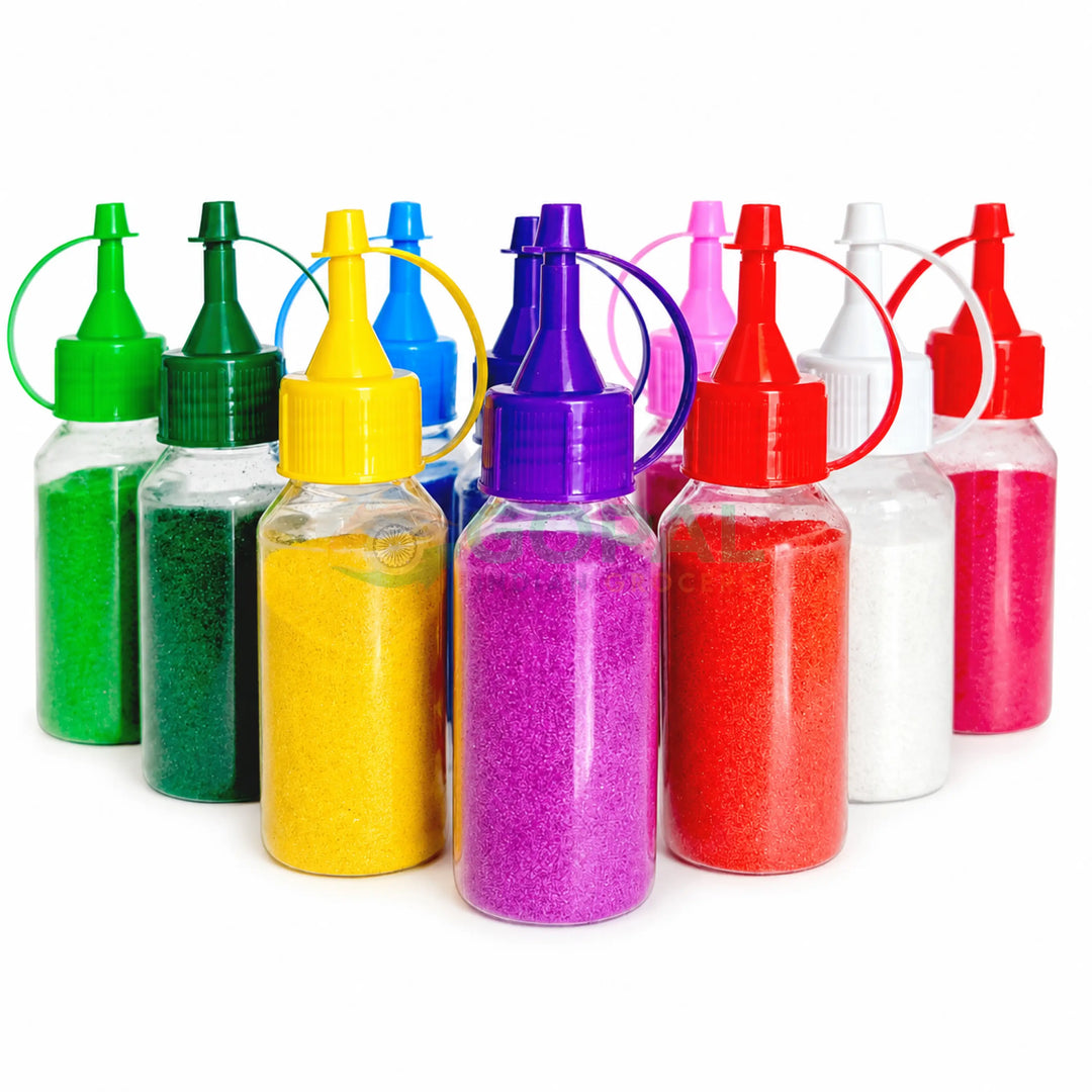 MADZ Sita Ram Squeezy Rangoli Powder Bottle Kit (Pack of 10 Bottles × 80g) - Diwali
