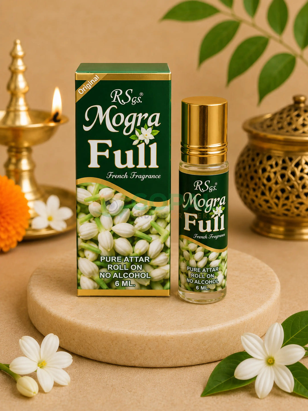 Mogra Full Pure Attar Roll On 6ml - Pooja Essentials