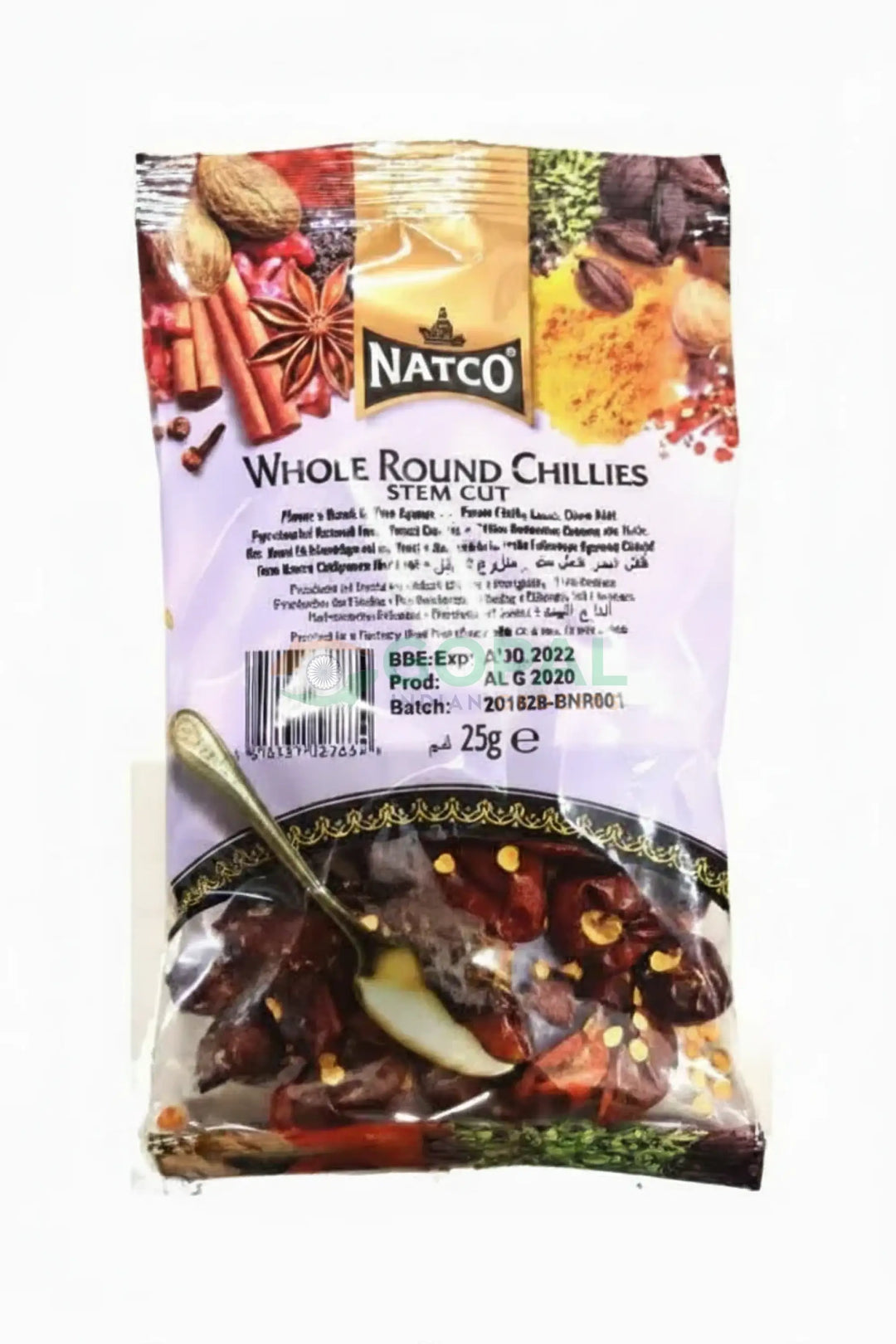 Natco Whole Round Chillies 25g - Whole Spices