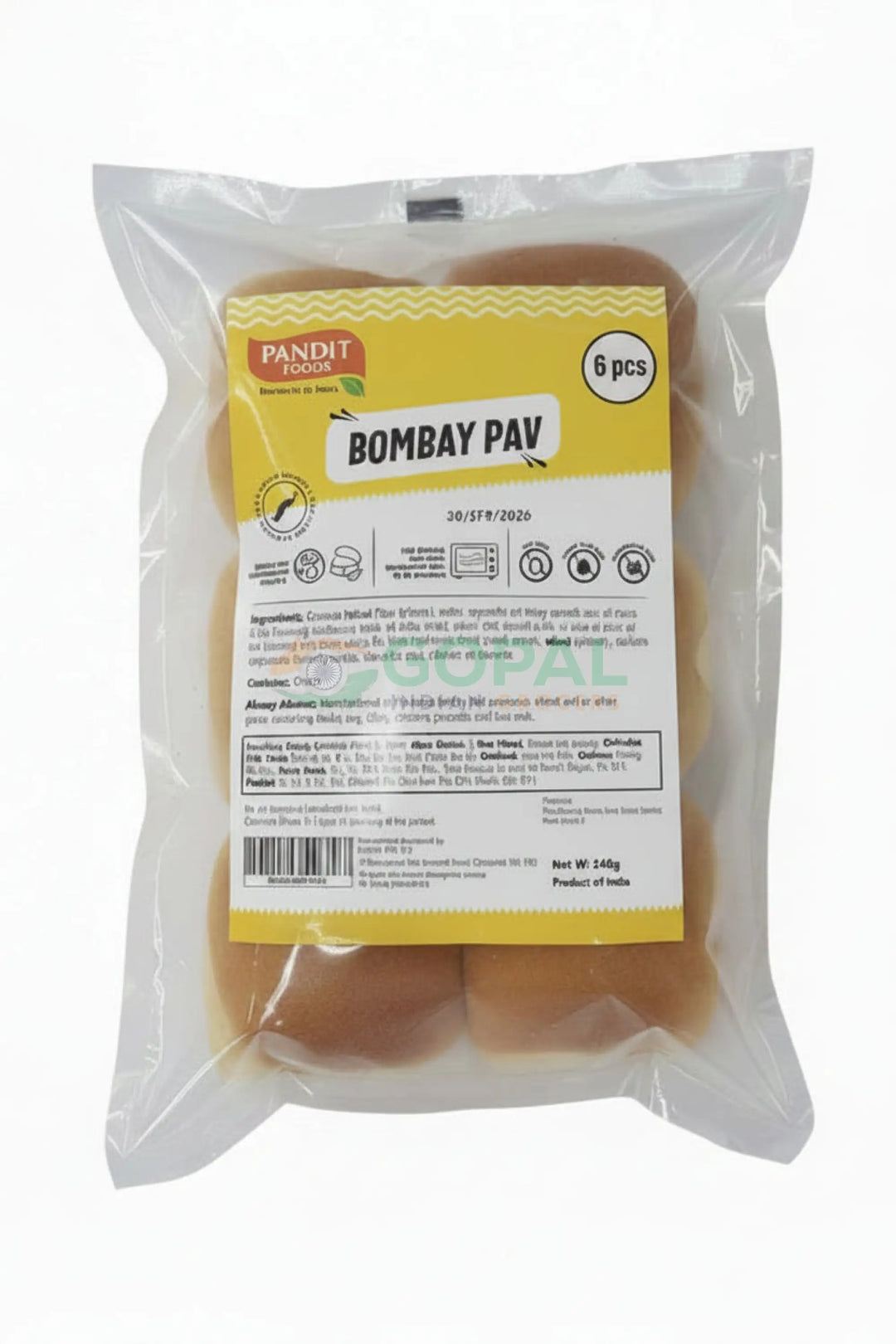 Pandit Foods Bombay Pav (Bhai Pav) Bun 240gm - Pizza Base & Buns