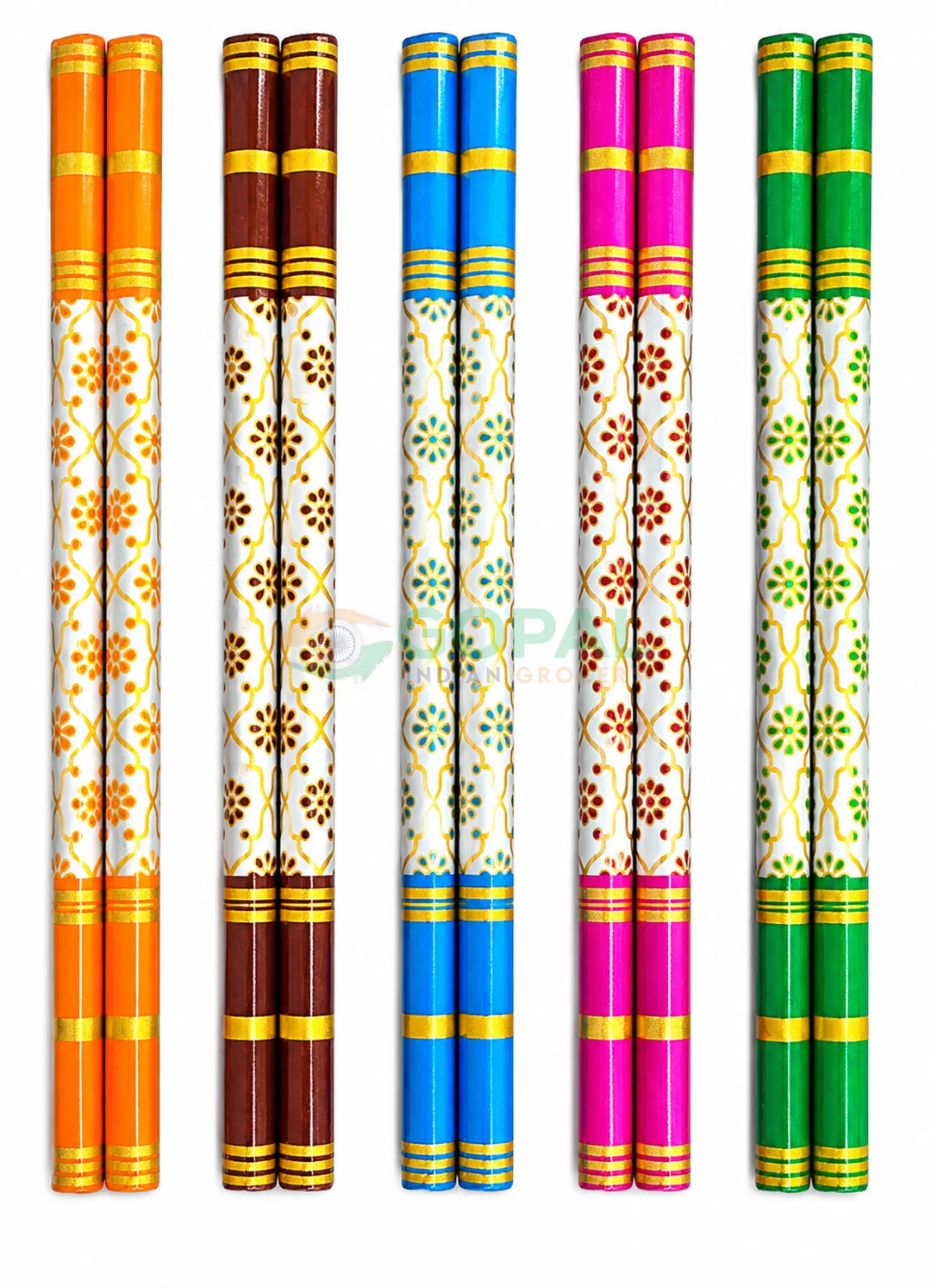 PVC Sankheda Print Dandiya Sticks (15 Inch Pair) Design 1 - Festival Related Products