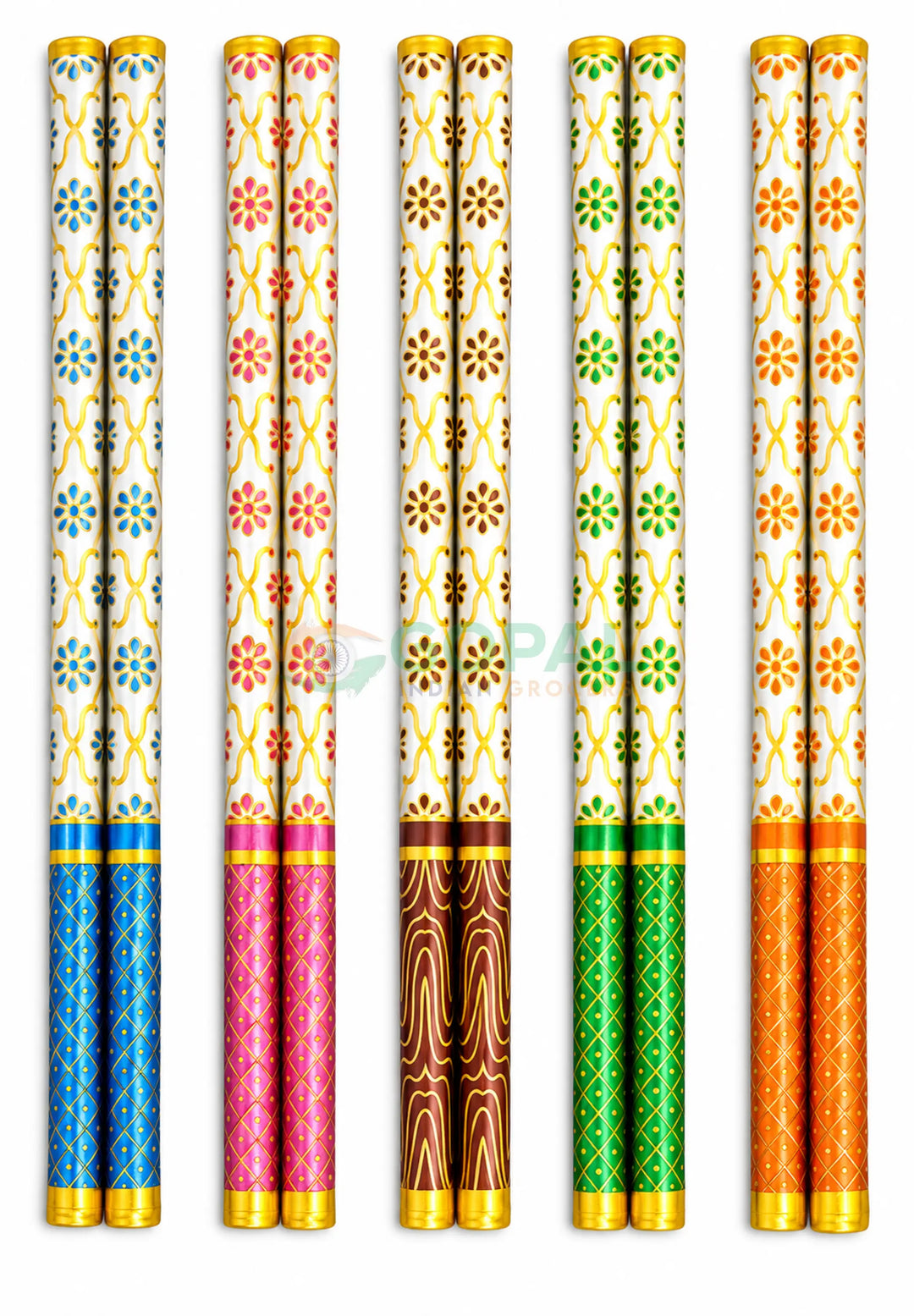 PVC Sankheda Print Dandiya Sticks (15 Inch Pair) Design 2 - Festival Related Products