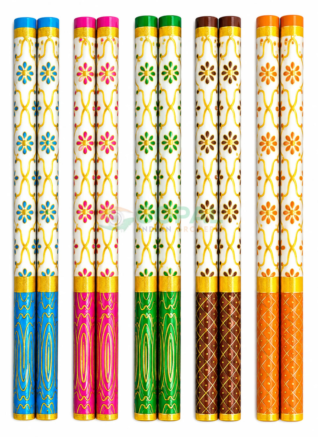PVC Sankheda Print Dandiya Sticks - Small Size (9 Inch Pair) - Navratri Special