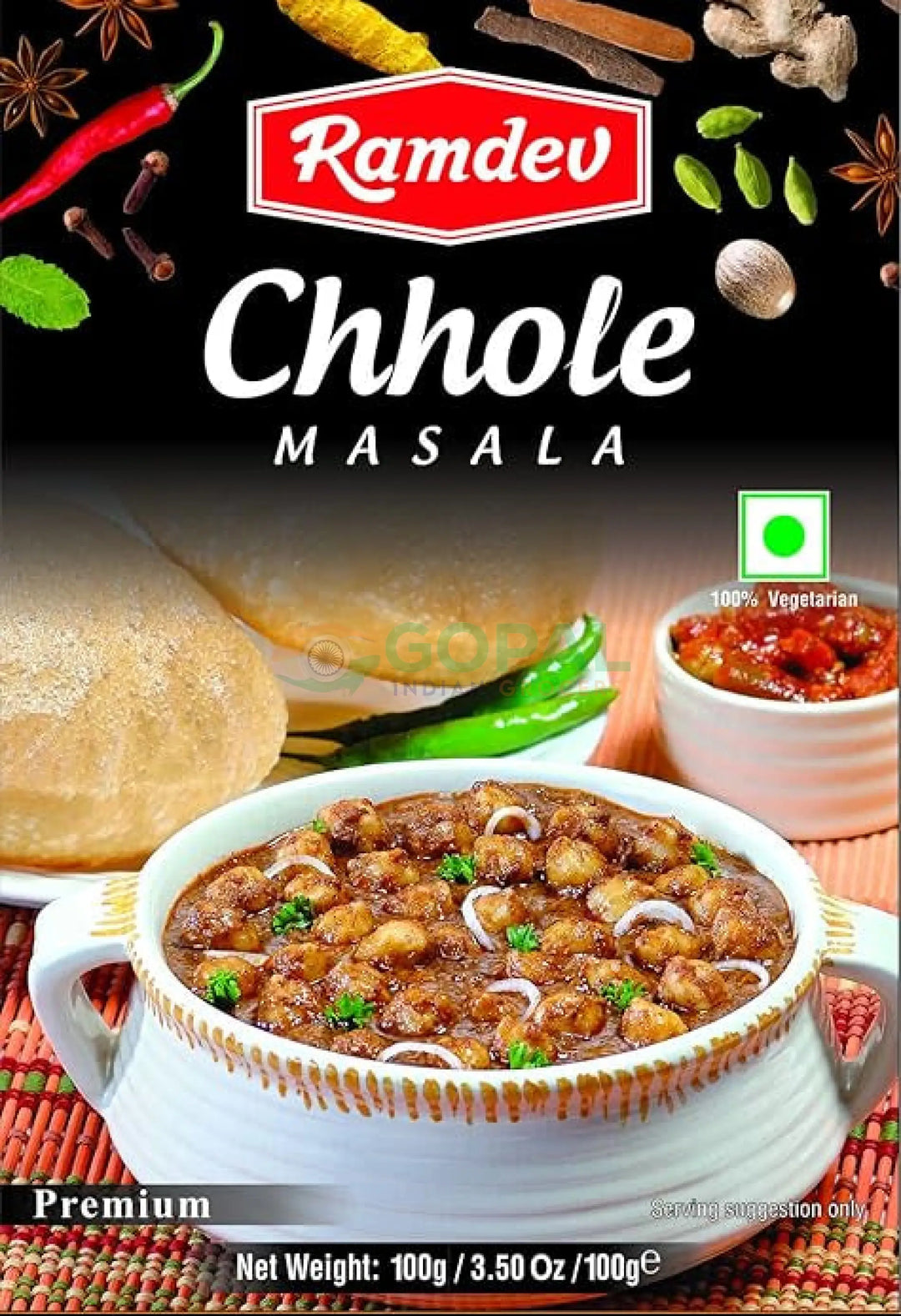 Ramdev Chhole Masala 100g - Blended Spices