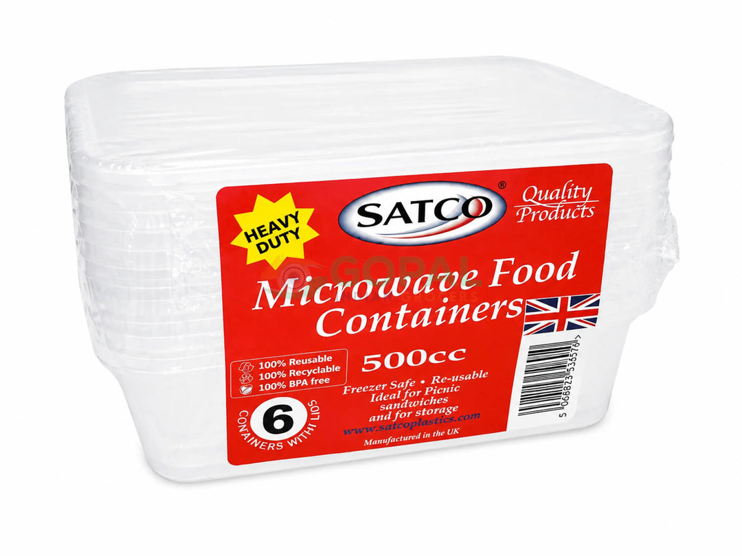Satco Heavy Duty Microwave Food Containers 500cc 6 Pack - Disposables
