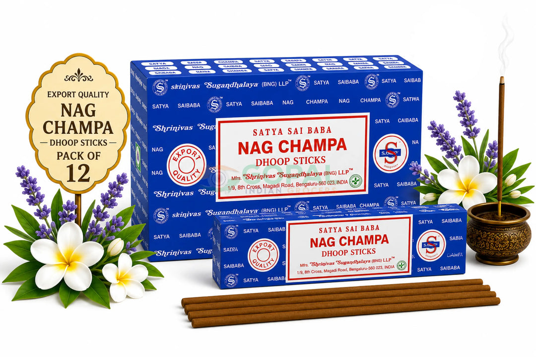 Satya Sai Baba Nag Champa Incense Sticks (Pack of 12 Boxes – 15g Each) - Incense / Dhoop