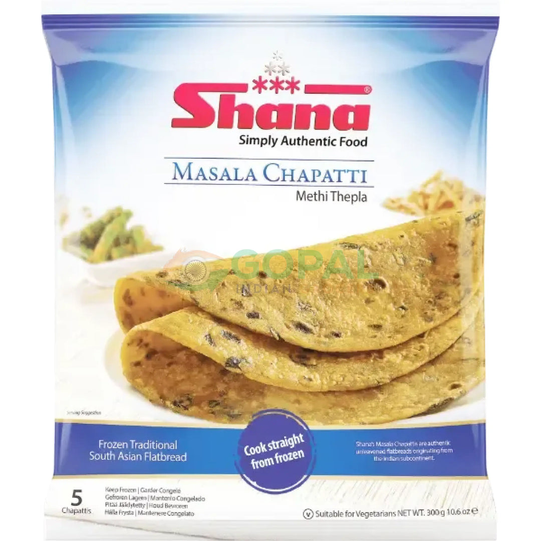 Shana Masala Chapatti /Methi Thepla 300g (5 pcs) - Parathas Chapatties & Naan