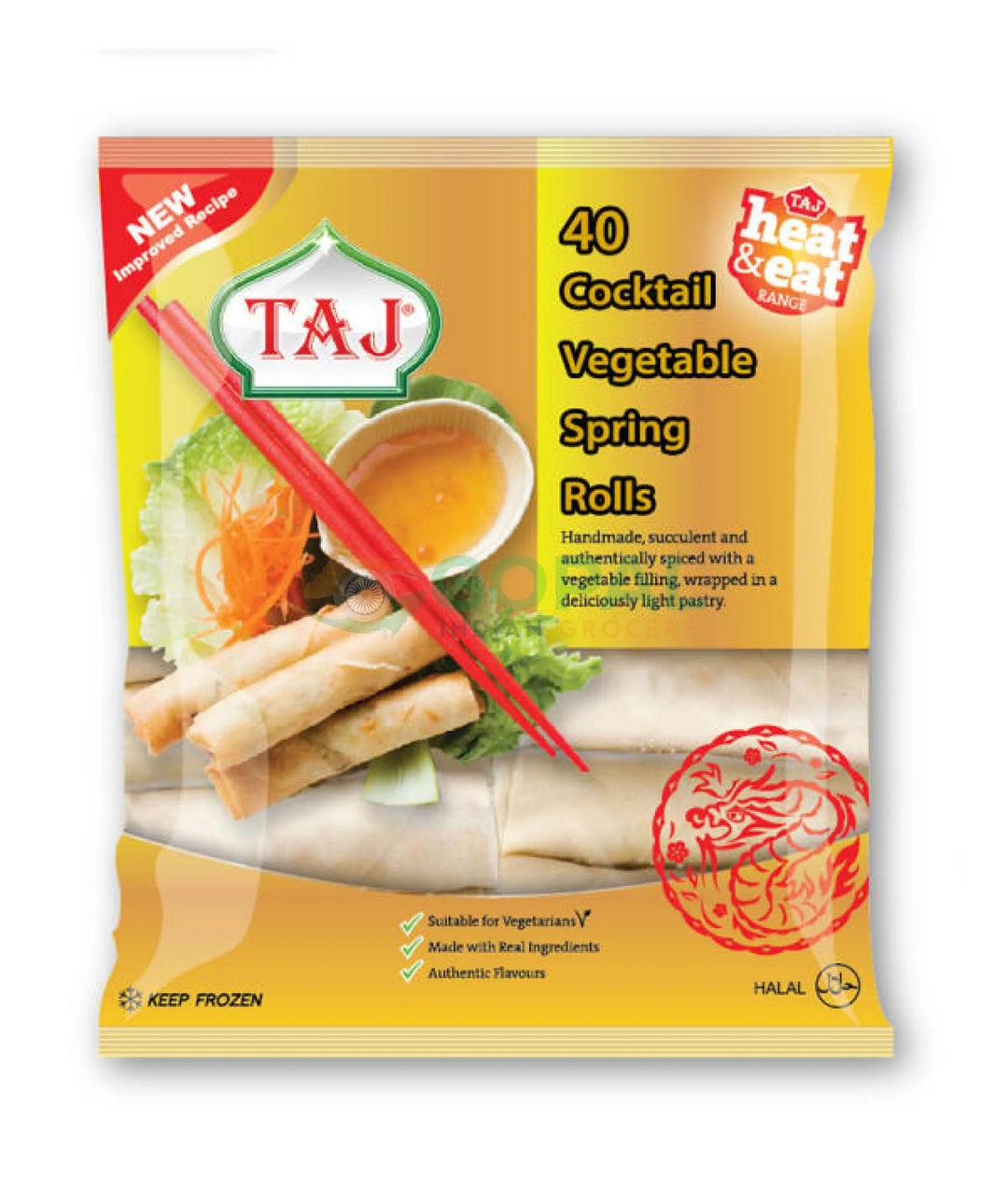 Taj Cocktail Veg Spring Rolls 600g (40Pcs) - Samosas & Spring Rolls