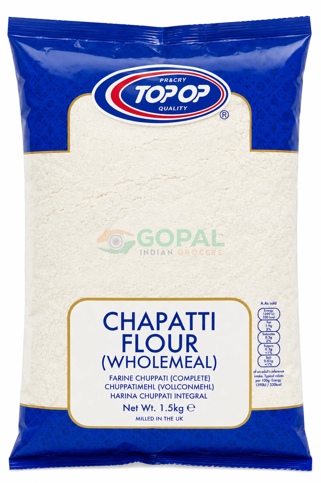 Top Op Chapatti Flour Wholemeal 1.5Kg - Chappati Flour