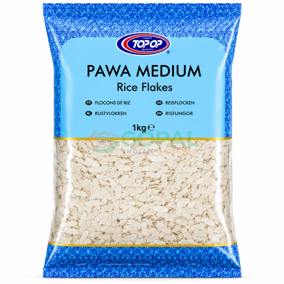 Top Op Medium Pawa (Flattened Rice) 1Kg - Poha (Rice Flakes)