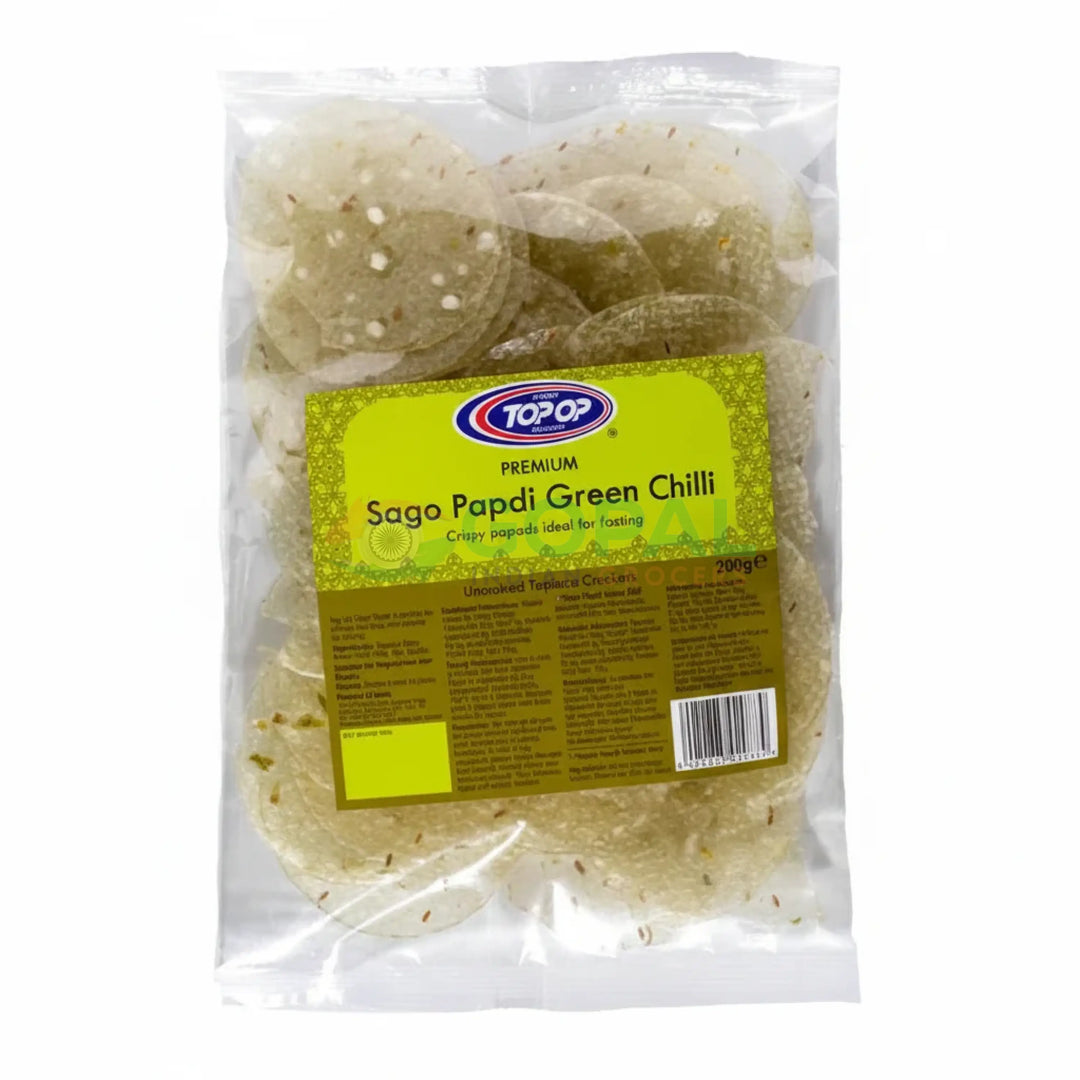 Top Op Sago Papdi Green Chilli 200g - Papad