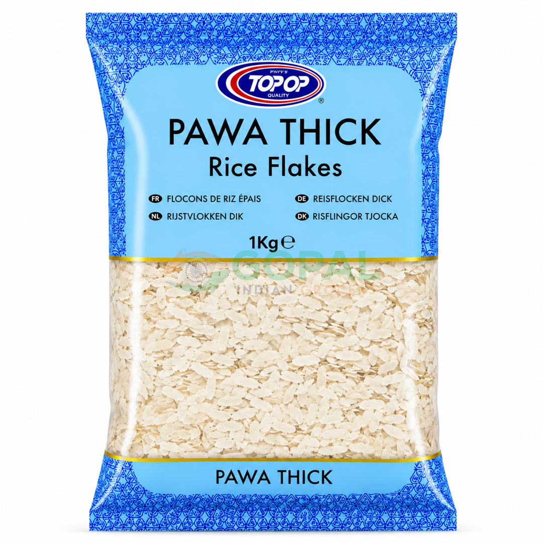 Top Op Thick Pawa (Flattened Rice) 1Kg - Poha (Rice Flakes)