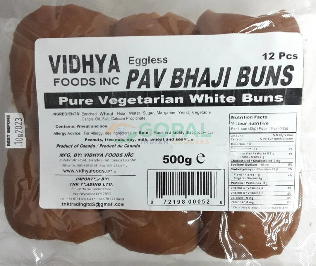 Vidhya Pav Bhaji Buns 500g (12Pcs) - Pizza Base & Buns