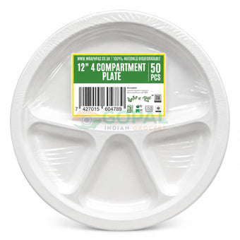 Wrap n Pac 12’’ 4 Compartment Biodegradable Plate 50 PCS - Disposables