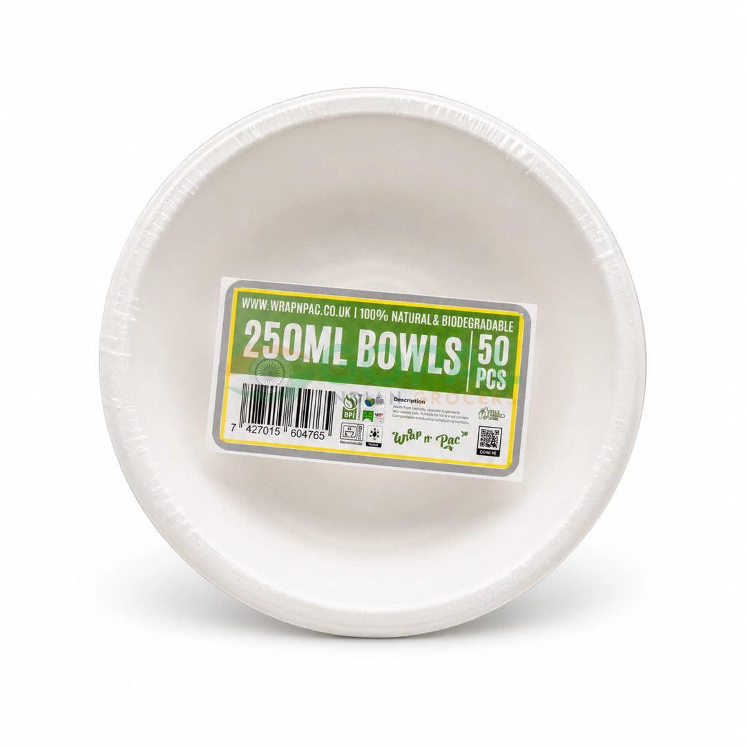 Wrap n Pac Biodegradable Bowls 50Pcs (250ml) - Disposables