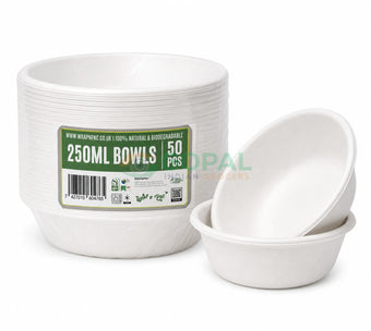 Wrap n Pac Biodegradable Bowls 50Pcs (250ml) - Disposables